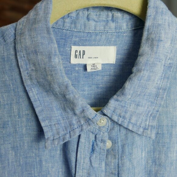 100% Linen Long Denim Blue Oxford	Medium Tall - Picture 1 of 7